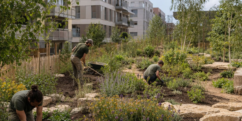 Proyecto de jardinería regenerativa ejecutado por SDL en entorno urbano Proyecto de jardinería regenerativa ejecutado por SDL en entorno urbano