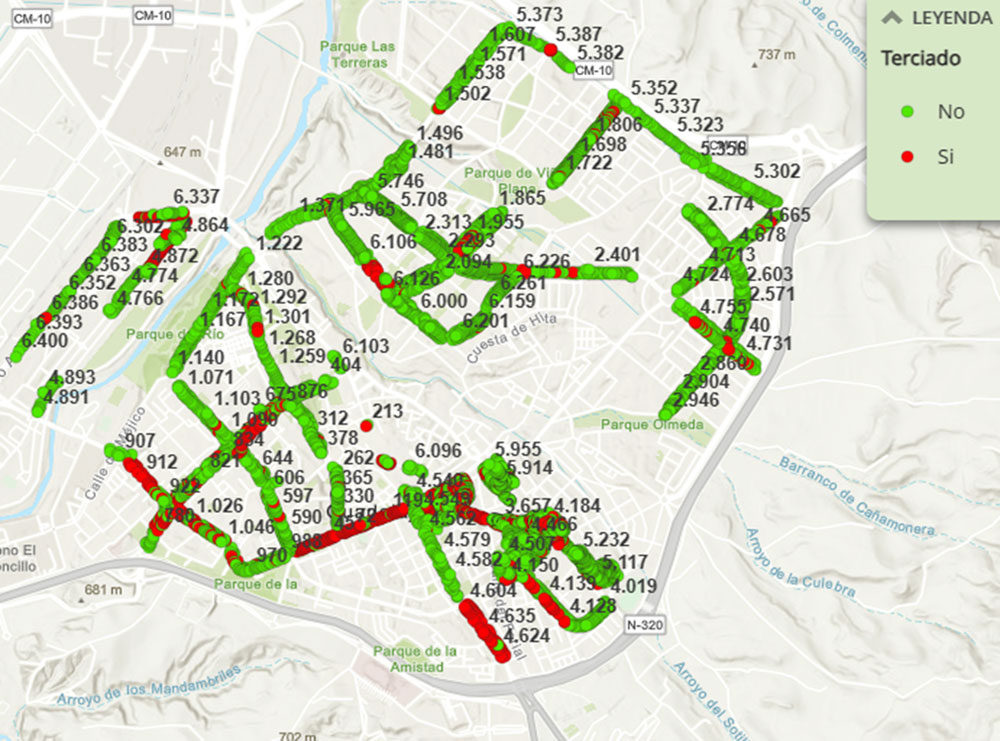 mapa con el inventario de los arboles de la ciudad de guadalajara